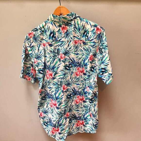 Carbon‎ Men's Large Floral Hawaiian Short Sleeve Shirt - Picture 3 of 4